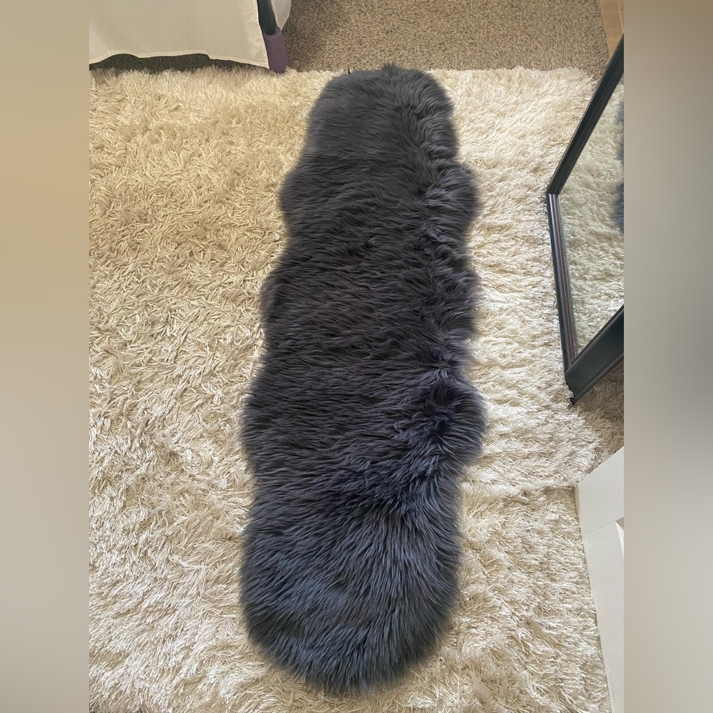 Grey fur rug